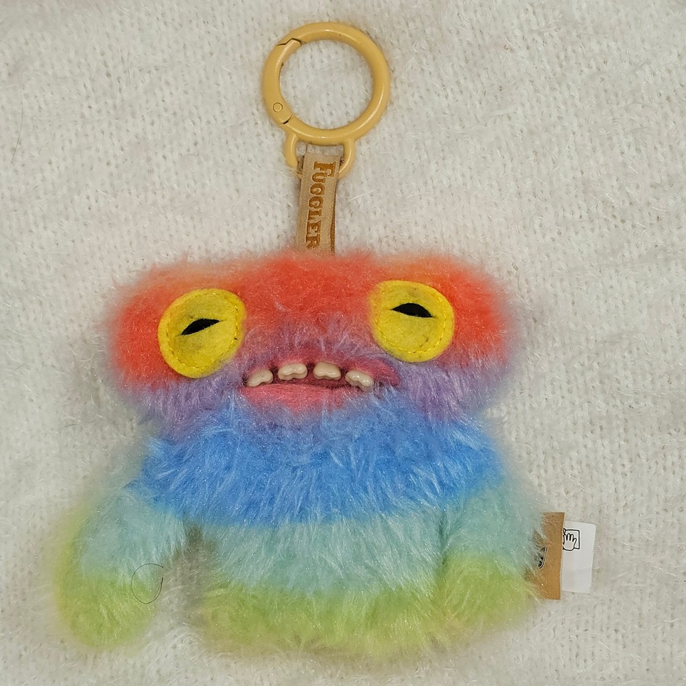 ZURU Fuggler Funny Ugly Monster Keychain Plush Rainbow Ombre Fuzzy Teeth Small